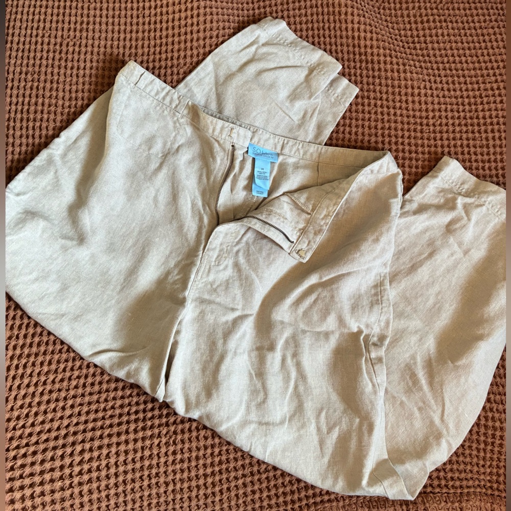 100% linen pants - size 14 - cream/beige/tan - so blue by Sigrid Olsen - summer